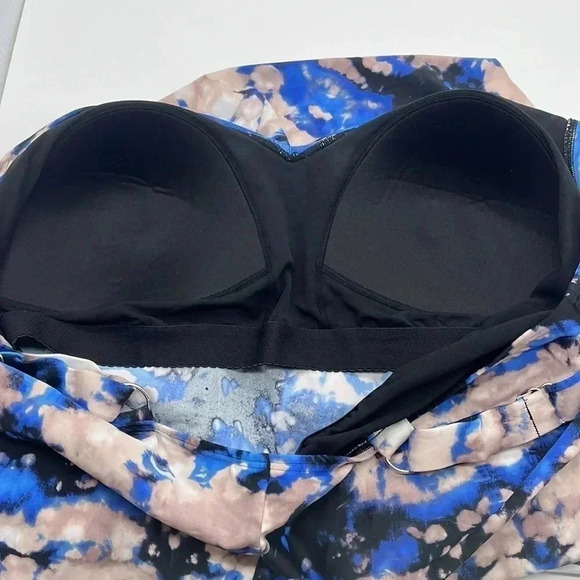 NWT Evans Blue Wave Print Tiered Tankini Swim Top Women’s Size 22 Bathing Bra - Picture 15 of 17